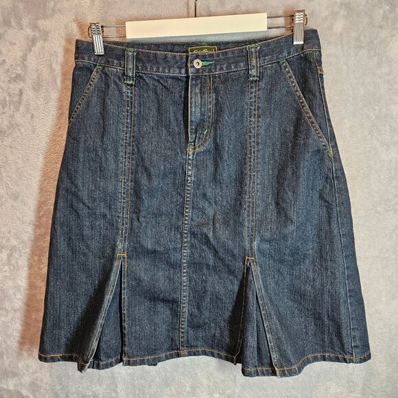 Eddie Bauer Womens 8 Denim Flared Skirt casual vacation retro classic casual - Picture 1 of 10